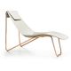 Chaise longue cuir APELLE CL Midj, pieds or rose, blanc U05