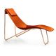 Chaise longue cuir APELLE CL Midj, pieds or rose, orange U21