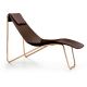 Chaise longue cuir APELLE CL Midj, pieds or rose, café U25