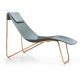 Chaise longue cuir APELLE CL Midj, pieds or rose, azur U66