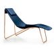 Chaise longue cuir APELLE CL Midj, pieds or rose, bleu océan U67