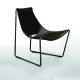 Chauffeuse cuir APELLE AT Midj, pieds noirs, noir U04