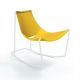 Rocking-chair cuir APELLE DN Midj, pieds blancs, jaune U56