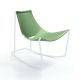 Rocking-chair cuir APELLE DN Midj, pieds blancs, vert sauge U69