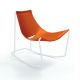 Rocking-chair cuir APELLE DN Midj, pieds blancs, orange U21