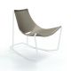 Rocking-chair cuir APELLE DN Midj, pieds blancs, gris cendre U18