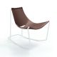 Rocking-chair cuir APELLE DN Midj, pieds blancs, café U25