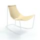 Rocking-chair cuir APELLE DN Midj, pieds blancs, vanille U34