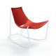 Rocking-chair cuir APELLE DN Midj, pieds blancs, rouge U42