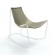 Rocking-chair cuir APELLE DN Midj, pieds blancs, havane U53