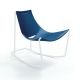 Rocking-chair cuir APELLE DN Midj, pieds blancs, bleu océan U67