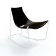 Rocking-chair cuir APELLE DN Midj, pieds blancs, noir U04