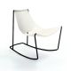 Rocking-chair cuir APELLE DN Midj, pieds noirs, blanc U05