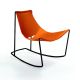 Rocking-chair cuir APELLE DN Midj, pieds noirs, orange U21