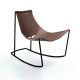 Rocking-chair cuir APELLE DN Midj, pieds noirs, café U25