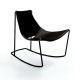 Rocking-chair cuir APELLE DN Midj, pieds noirs, noir U04