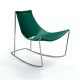 Rocking-chair cuir APELLE DN Midj, pieds chromés, vert pin U68