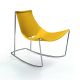 Rocking-chair cuir APELLE DN Midj, pieds chromés, jaune U56