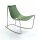 Rocking-chair cuir APELLE DN Midj, pieds chromés, vert sauge U69