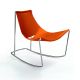 Rocking-chair cuir APELLE DN Midj, pieds chromés, orange U21