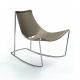 Rocking-chair cuir APELLE DN Midj, pieds chromés, gris cendre U18