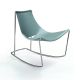 Rocking-chair cuir APELLE DN Midj, pieds chromés, azur U66