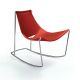 Rocking-chair cuir APELLE DN Midj, pieds chromés, rouge U42