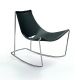 Rocking-chair cuir APELLE DN Midj, pieds chromés, gris foncé U02