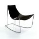 Rocking-chair cuir APELLE DN Midj, pieds chromés, noir U04