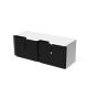 Meuble TV BARBER 2 tiroirs Matière Grise, blanc et noir