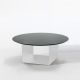 Table basse blanche Ø 100 cm REFLEX Kendo, plateau ardoise