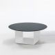 Table basse blanche Ø 100 cm REFLEX Kendo, plateau brouillard