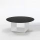 Table basse blanche Ø 100 cm REFLEX Kendo, plateau noir