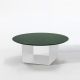 Table basse blanche Ø 100 cm REFLEX Kendo, plateau olive