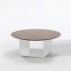 Table basse blanche Ø 100 cm REFLEX Kendo, plateau taupe