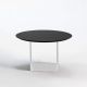 Table basse blanche Ø 70 cm  REFLEX Kendo, plateau noir