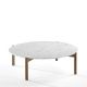 Table basse noyer massif LOTTA Kendo, plateau marbre blanc