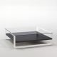 Table basse carrée SOLEO Kendo, structure blanche, étagère laquée ardoise
