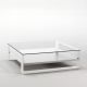 Table basse carrée SOLEO Kendo, structure blanche, étagère laquée blanc