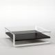 Table basse carrée SOLEO Kendo, structure blanche, étagère laquée graphite