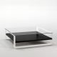 Table basse carrée SOLEO Kendo, structure blanche, étagère laquée noir