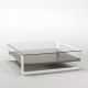 Table basse carrée SOLEO Kendo, structure blanche, étagère laquée taupe