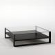 Table basse carrée SOLEO Kendo, structure noire, étagère laquée graphite