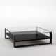 Table basse carrée SOLEO Kendo, structure noire, étagère laquée noir