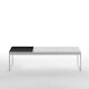Table basse TRAY 120 cm Kendo, structure blanche, plateau ardoise