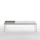 Table basse TRAY 120 cm Kendo, structure blanche, plateau pierre