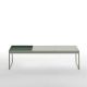 Table basse TRAY 120 cm Kendo, structure pierre, plateau olive
