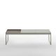 Table basse TRAY 120 cm Kendo, structure pierre, plateau taupe