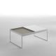 Table basse TRAY 80 cm Kendo, structure blanche, plateau pierre