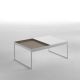 Table basse TRAY 80 cm Kendo, structure blanche, plateau taupe